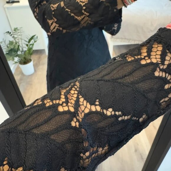 Black lace midi dress Mango, s - Picture 2 of 3